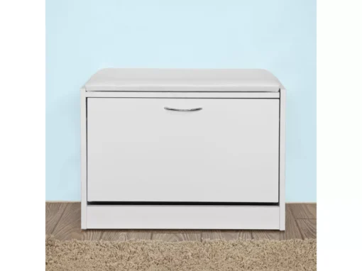 Banc Armoire à Chaussures 1 Abattant Avec Coussin, Coffre Rangement Pour Chaussures Blanc, FSR16-W -Meilleur Meubles Magasin meuble de rangement 19203853
