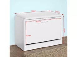 Banc Armoire à Chaussures 1 Abattant Avec Coussin, Coffre Rangement Pour Chaussures Blanc, FSR16-W -Meilleur Meubles Magasin meuble de rangement 19203855