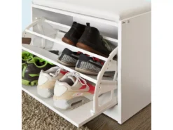 Banc Armoire à Chaussures 1 Abattant Avec Coussin, Coffre Rangement Pour Chaussures Blanc, FSR16-W -Meilleur Meubles Magasin meuble de rangement 19203861