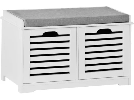 Banc De Rangement Avec Coussin Rembourré Et 2 Cubes, FSR23-K-W -Meilleur Meubles Magasin meuble de rangement 19203871