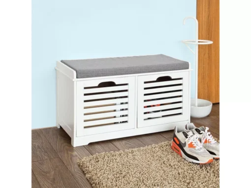 Banc De Rangement Avec Coussin Rembourré Et 2 Cubes, FSR23-K-W -Meilleur Meubles Magasin meuble de rangement 19203873
