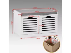 Banc De Rangement Avec Coussin Rembourré Et 2 Cubes, FSR23-K-W -Meilleur Meubles Magasin meuble de rangement 19203875