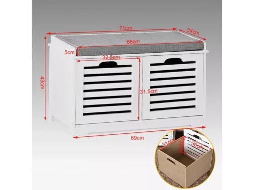 Banc De Rangement Avec Coussin Rembourré Et 2 Cubes, FSR23-K-W -Meilleur Meubles Magasin meuble de rangement 19203875