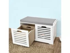Banc De Rangement Avec Coussin Rembourré Et 2 Cubes, FSR23-K-W -Meilleur Meubles Magasin meuble de rangement 19203887