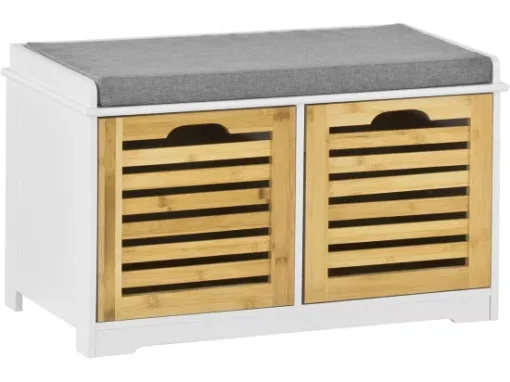 Banc De Rangement Avec Coussin Rembourré Et 2 Cubes Meuble D'Entrée Commode à Chaussure, FSR23-K-WN -Meilleur Meubles Magasin meuble de rangement 19203947
