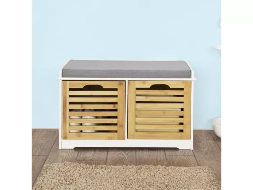 Banc De Rangement Avec Coussin Rembourré Et 2 Cubes Meuble D'Entrée Commode à Chaussure, FSR23-K-WN -Meilleur Meubles Magasin meuble de rangement 19203949