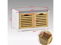 Banc De Rangement Avec Coussin Rembourré Et 2 Cubes Meuble D'Entrée Commode à Chaussure, FSR23-K-WN -Meilleur Meubles Magasin meuble de rangement 19203951