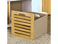 Banc De Rangement Avec Coussin Rembourré Et 2 Cubes Meuble D'Entrée Commode à Chaussure, FSR23-K-WN -Meilleur Meubles Magasin meuble de rangement 19203953