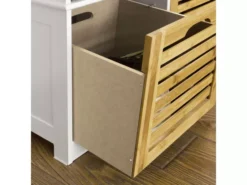 Banc De Rangement Avec Coussin Rembourré Et 2 Cubes Meuble D'Entrée Commode à Chaussure, FSR23-K-WN -Meilleur Meubles Magasin meuble de rangement 19203955