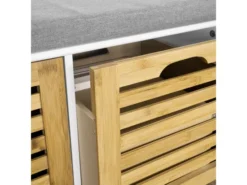 Banc De Rangement Avec Coussin Rembourré Et 2 Cubes Meuble D'Entrée Commode à Chaussure, FSR23-K-WN -Meilleur Meubles Magasin meuble de rangement 19203959
