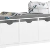 Banc De Rangement Avec 3 Cubes Et Coussin Rembourré Meuble D'Entrée Commode à Chaussure, FSR30-W -Meilleur Meubles Magasin meuble de rangement 19204193