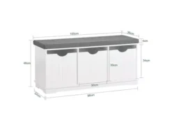 Banc De Rangement Avec 3 Cubes Et Coussin Rembourré Meuble D'Entrée Commode à Chaussure, FSR30-W -Meilleur Meubles Magasin meuble de rangement 19204197