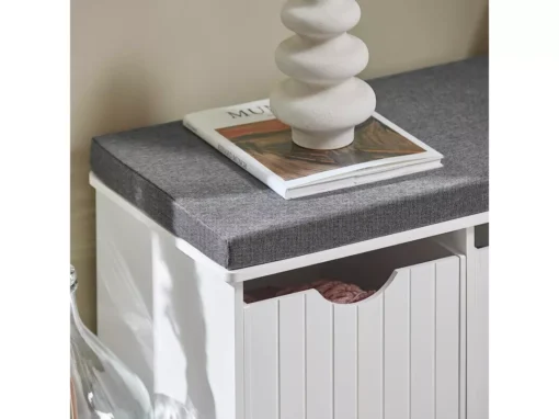 Banc De Rangement Avec 3 Cubes Et Coussin Rembourré Meuble D'Entrée Commode à Chaussure, FSR30-W -Meilleur Meubles Magasin meuble de rangement 19204199