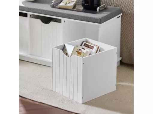 Banc De Rangement Avec 3 Cubes Et Coussin Rembourré Meuble D'Entrée Commode à Chaussure, FSR30-W -Meilleur Meubles Magasin meuble de rangement 19204203