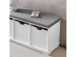 Banc De Rangement Avec 3 Cubes Et Coussin Rembourré Meuble D'Entrée Commode à Chaussure, FSR30-W -Meilleur Meubles Magasin meuble de rangement 19204207