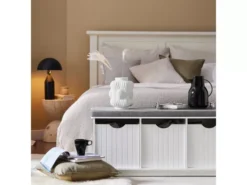 Banc De Rangement Avec 3 Cubes Et Coussin Rembourré Meuble D'Entrée Commode à Chaussure, FSR30-W -Meilleur Meubles Magasin meuble de rangement 19204209