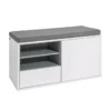 Banc De Rangement à Chaussures Avec Coussin Rembourré, Tiroir Et Étagères Meuble D'Entrée, FSR37-W -Meilleur Meubles Magasin meuble de rangement 19204253