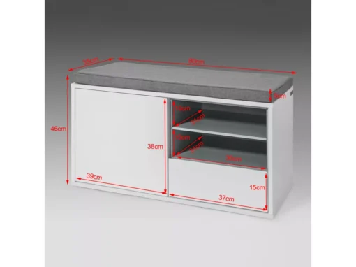 Banc De Rangement à Chaussures Avec Coussin Rembourré, Tiroir Et Étagères Meuble D'Entrée, FSR37-W -Meilleur Meubles Magasin meuble de rangement 19204257