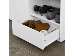 Banc De Rangement à Chaussures Avec Coussin Rembourré, Tiroir Et Étagères Meuble D'Entrée, FSR37-W -Meilleur Meubles Magasin meuble de rangement 19204259