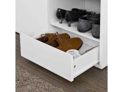 Banc De Rangement à Chaussures Avec Coussin Rembourré, Tiroir Et Étagères Meuble D'Entrée, FSR37-W -Meilleur Meubles Magasin meuble de rangement 19204259