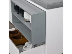 Banc De Rangement à Chaussures Avec Coussin Rembourré, Tiroir Et Étagères Meuble D'Entrée, FSR37-W -Meilleur Meubles Magasin meuble de rangement 19204267