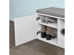 Banc De Rangement à Chaussures Avec Coussin Rembourré, Tiroir Et Étagères Meuble D'Entrée, FSR37-W -Meilleur Meubles Magasin meuble de rangement 19204269