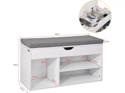 Banc De Rangement à Chaussures Bottes Avec Coussin RembourréMeuble D'Entrée, FSR45-HG -Meilleur Meubles Magasin meuble de rangement 19204297