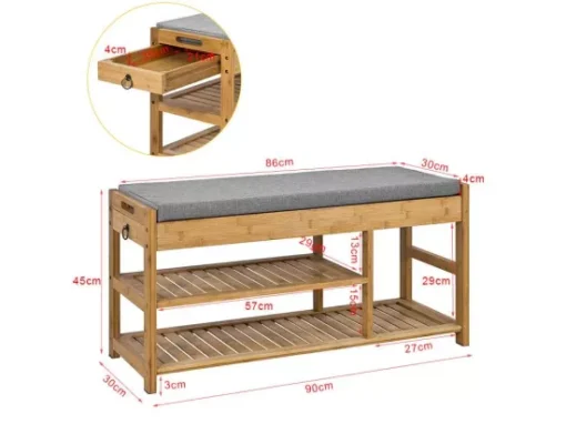 Étagère à Chaussures Avec Tiroirs Latéraux, Banquette Siège Pour Chausser, FSR47-N -Meilleur Meubles Magasin meuble de rangement 19204455