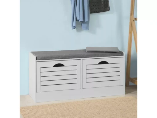 Banc De Rangement à Chaussures Armoire à Chaussures Meuble D'entrée 2 Abattants, FSR62-W -Meilleur Meubles Magasin meuble de rangement 19205261