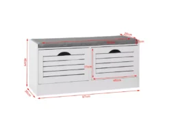 Banc De Rangement à Chaussures Armoire à Chaussures Meuble D'entrée 2 Abattants, FSR62-W -Meilleur Meubles Magasin meuble de rangement 19205263