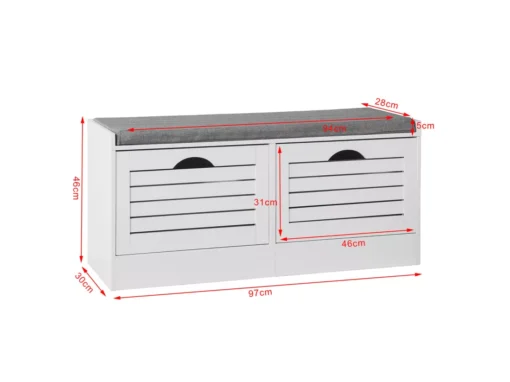 Banc De Rangement à Chaussures Armoire à Chaussures Meuble D'entrée 2 Abattants, FSR62-W -Meilleur Meubles Magasin meuble de rangement 19205263