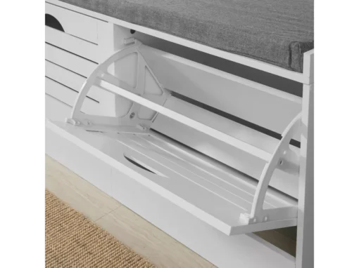 Banc De Rangement à Chaussures Armoire à Chaussures Meuble D'entrée 2 Abattants, FSR62-W -Meilleur Meubles Magasin meuble de rangement 19205275