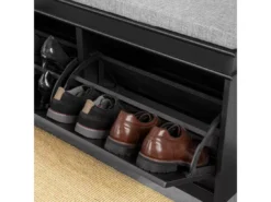 Banc De Rangement à Chaussures Armoire à Chaussures 2 Abattants Avec Coussin – Noir, FSR64-SCH -Meilleur Meubles Magasin meuble de rangement 19205415