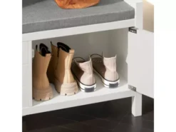 Banc De Rangement Meuble Bas Entrée Avec Coussin Rembourré Et 2 Portes, Meuble D'Entrée, FSR63-W -Meilleur Meubles Magasin meuble de rangement 19205437