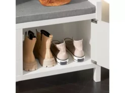 Banc De Rangement Meuble Bas Entrée Avec Coussin Rembourré Et 2 Portes, Meuble D'Entrée, FSR63-W -Meilleur Meubles Magasin meuble de rangement 19205441