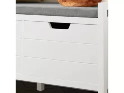 Banc De Rangement Meuble Bas Entrée Avec Coussin Rembourré Et 2 Portes, Meuble D'Entrée, FSR63-W -Meilleur Meubles Magasin meuble de rangement 19205447