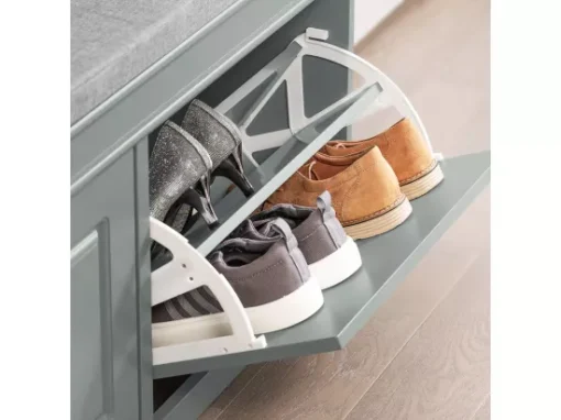 Banc De Rangement à Chaussures Armoire à Chaussures 2 Abattants Avec Coussin Confortable, FSR64-HG -Meilleur Meubles Magasin meuble de rangement 19205477