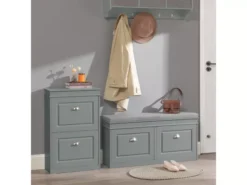 Banc De Rangement à Chaussures Armoire à Chaussures 2 Abattants Avec Coussin Confortable, FSR64-HG -Meilleur Meubles Magasin meuble de rangement 19205479