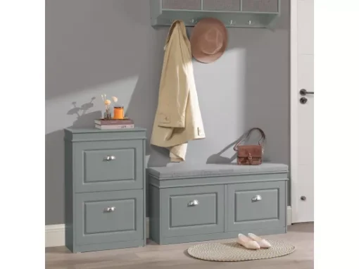 Banc De Rangement à Chaussures Armoire à Chaussures 2 Abattants Avec Coussin Confortable, FSR64-HG -Meilleur Meubles Magasin meuble de rangement 19205479