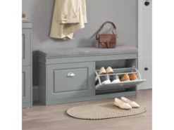 Banc De Rangement à Chaussures Armoire à Chaussures 2 Abattants Avec Coussin Confortable, FSR64-HG -Meilleur Meubles Magasin meuble de rangement 19205483