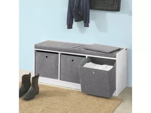 Banc De Rangement Avec Coussin Rembourré Meuble Entrée, FSR65-DG -Meilleur Meubles Magasin meuble de rangement 19205489