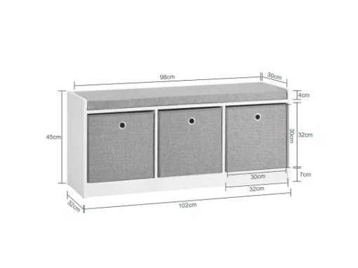 Banc De Rangement Avec Coussin Rembourré Meuble Entrée, FSR65-DG -Meilleur Meubles Magasin meuble de rangement 19205491
