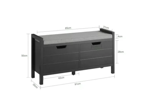 Banc De Rangement Meuble Bas Entrée Avec Coussin Rembourré Et 2 Portes, Fsr63-sch -Meilleur Meubles Magasin meuble de rangement 19205509