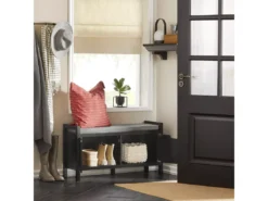 Banc De Rangement Meuble Bas Entrée Avec Coussin Rembourré Et 2 Portes, Fsr63-sch -Meilleur Meubles Magasin meuble de rangement 19205511