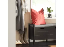 Banc De Rangement Meuble Bas Entrée Avec Coussin Rembourré Et 2 Portes, Fsr63-sch -Meilleur Meubles Magasin meuble de rangement 19205525