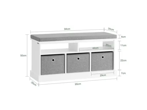 Banc De Rangement Avec Coussin Rembourré Meuble Bas Entrée Commode à Chaussure Banquette, FSR66-HG -Meilleur Meubles Magasin meuble de rangement 19206255