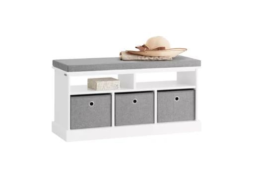 Banc De Rangement Avec Coussin Rembourré 2 Compartiments Et 3 Paniers Meuble Bas Entrée, Fsr67-hg -Meilleur Meubles Magasin meuble de rangement 19206291