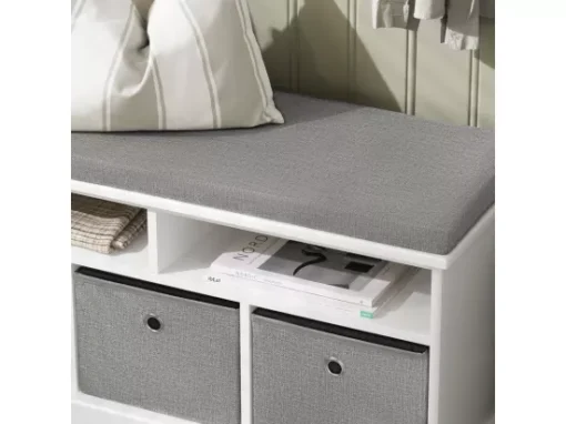 Banc De Rangement Avec Coussin Rembourré 2 Compartiments Et 3 Paniers Meuble Bas Entrée, Fsr67-hg -Meilleur Meubles Magasin meuble de rangement 19206299
