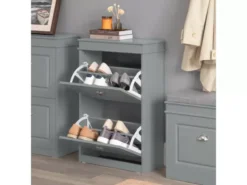 Meuble De Rangement À Chaussures 2 Abattants Meuble D'entrée Coffre RangementGris, Fsr78-hg -Meilleur Meubles Magasin meuble de rangement 19207161