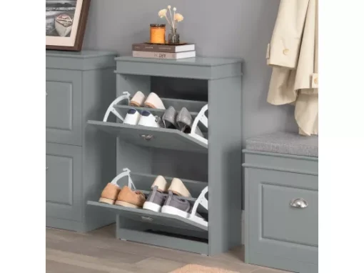 Meuble De Rangement À Chaussures 2 Abattants Meuble D'entrée Coffre RangementGris, Fsr78-hg -Meilleur Meubles Magasin meuble de rangement 19207161